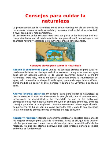 Subtema 1 Consejos Para Cuidar La Naturaleza Pdf