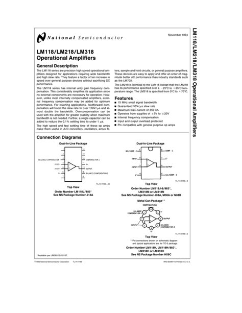 Lm741 Datasheet Pdf Operational Amplifier Electricity 46 Off