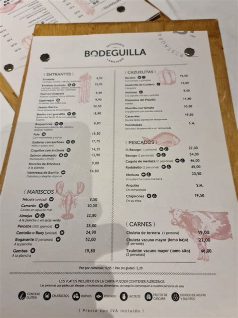 Carta Del Restaurante La Bodeguilla Lanciego Vitoria Gasteiz