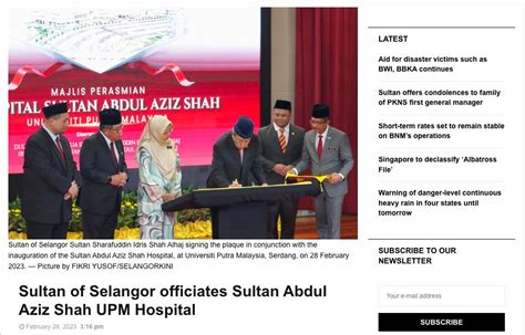 Selangor Journal: Sultan of Selangor officiates Sultan Abdul Aziz Shah UPM Hospital - Inisiatif