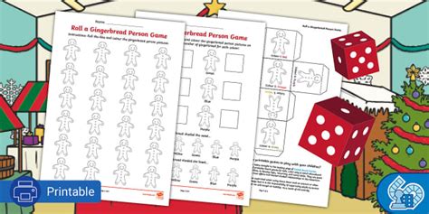 Roll A Gingerbread Person Dice Game Christmas Activities