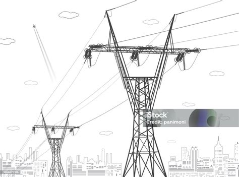 High Voltage Transmission Systems Electric Pole Power Lines A Network Of Interconnected ...