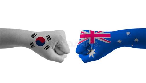 Australia VS South Korea Hand Flag Man Hands Patterned Football World Cup Stock Photo - Image of ...