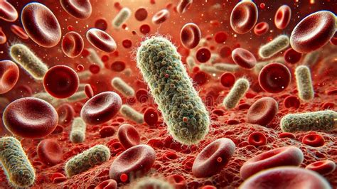 Bacterial Infection In The Bloodstream The Bacteria Are Depicted As