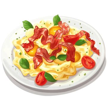 Cartoon Scrambled Eggs With Bacon And Tomatoes Cartoon Fried Egg Egg