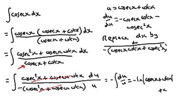 Integration - cosec x using substitution | Educreations