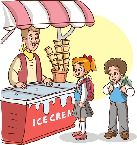 kids buying ice cream from the ice cream shop cartoon vector illustration 16883401 Vector Art at ...