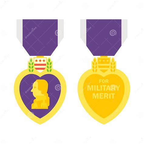 Flat Design Purple Heart Medal Stock Vector Illustration Of Army