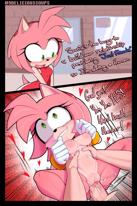 Hentai Busty 1boy 1girl 2koma Accessory Amy Rose Anthro Areola Big