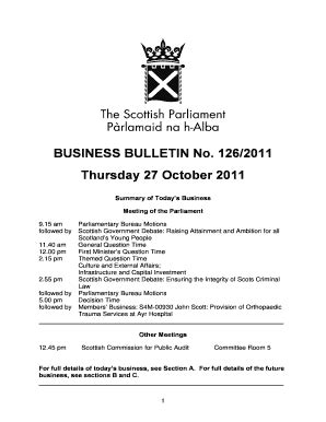 Fillable Online Scottish Parliament Business Bulletin Thursday