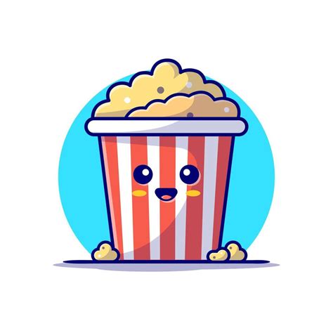 Cute Popcorn Cartoon Vector Icon Illustration Food And Object Icon