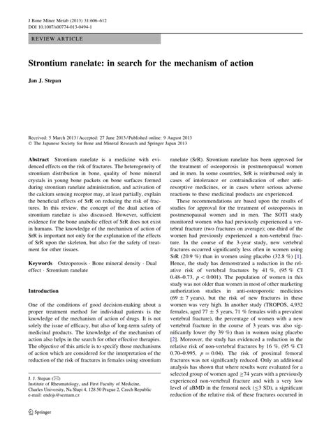 (PDF) Strontium ranelate: In search for the mechanism of action