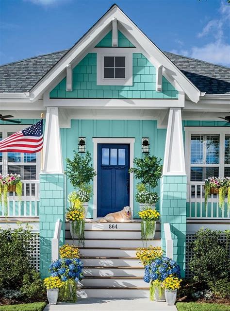 Ocean Beach Inspired Painted Houses And Homes In Blue Turquoise And Sea Green