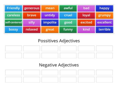 Possitives And Negatives Adjectives Group Sort