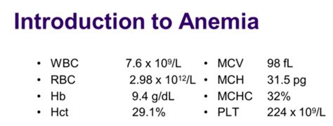 Intro To Anemia Heme Flashcards Quizlet