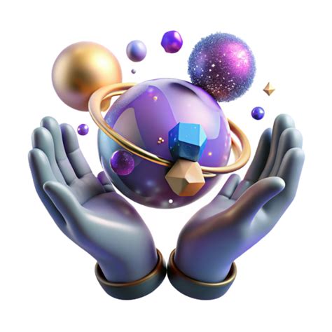 elegant artistic glowing hands holding  universe isolated high