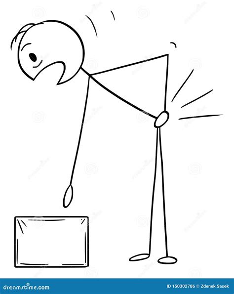 Vector Cartoon Of Man Who Injured His Back While Lifting Up The Box