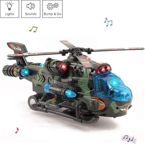 Vokodo Military Helicopter With Lights Sounds Bump And Go