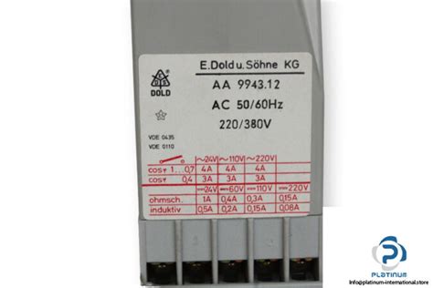 DOLD AA9943 12 220 380V50 60HZ UNDERVOLTAGE RELAY Platinum International