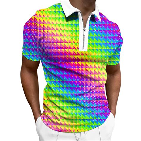 Mens Carnival 3d Fashion Printed Lapel Shirt Big And Tall Tee Shirts For Men Beaded Turtleneck