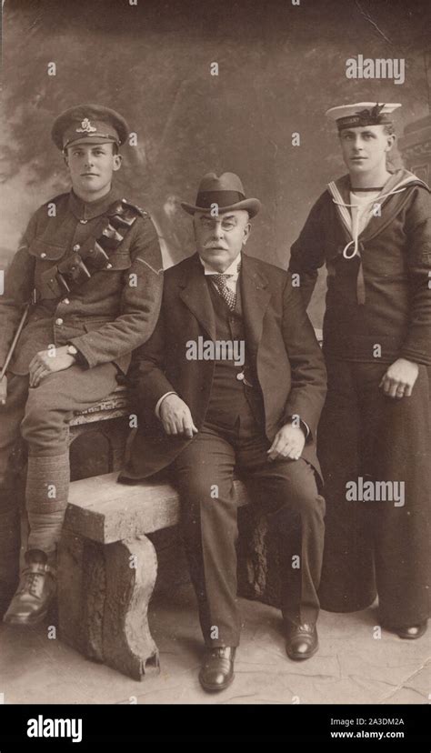 Vintage Early 20th Century Photographic Postcard Showing a Father With ...