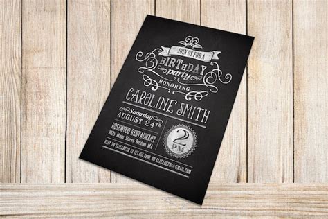 Items Similar To Printable Chalkboard Birthday Party Invitation Adult