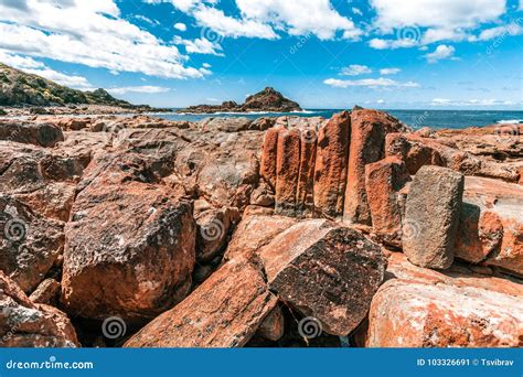 Unusual Vivid Rock Formations in Mimosa Rocks National Park, NSW, Australia. Stock Image - Image ...