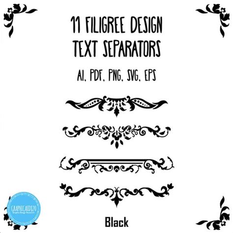 Ai Files Svg Elegant Header Embellishment 11 Silver Metallic Filigree