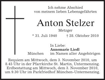 Traueranzeigen Von Anton Stelzer Trauer Merkur De