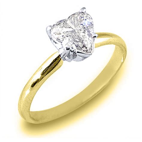 14k Yellow Gold Solitaire Heart Shape Diamond Engagement Ring 1 Carat