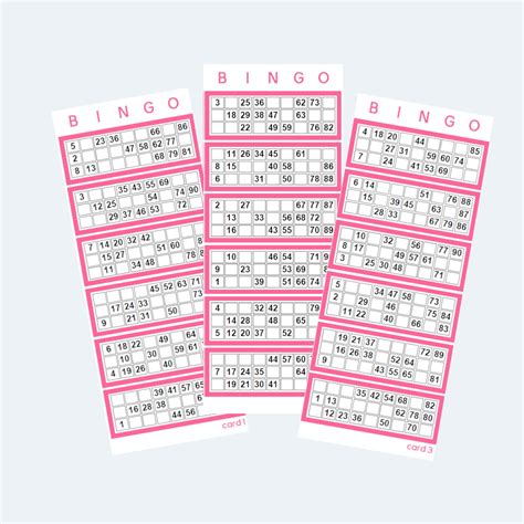 Printable Uk Style 1 90 Bingo Ticket Cards 2 Per Page 500 Pages 1000