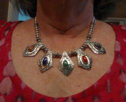 One Of A Kind Navajo Multigem Hammered Silver Bead Necklace Everett