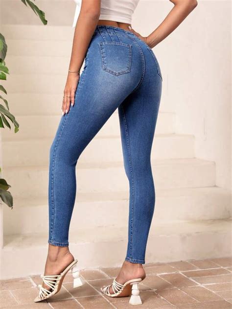 Shein Essnce High Waist Skinny Jeans Shein Usa