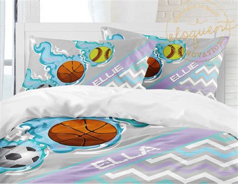 Girls Sports Bedding Personalized With Name Basketball Etsy