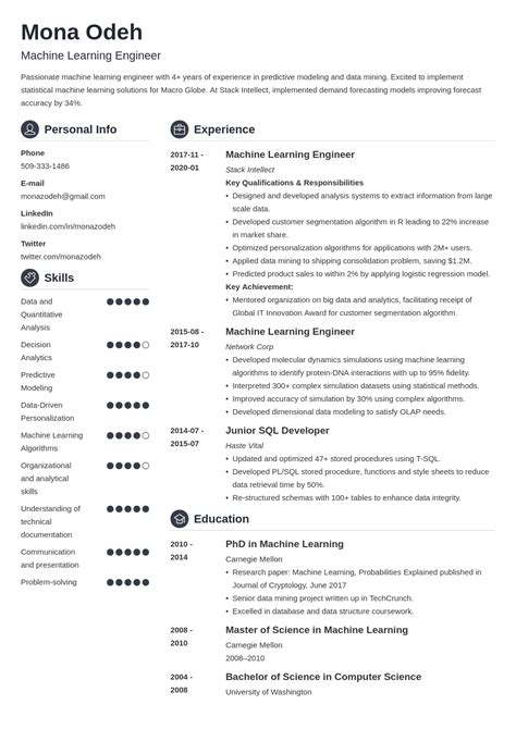 Machine Learning Resume Samples And Writing Guide