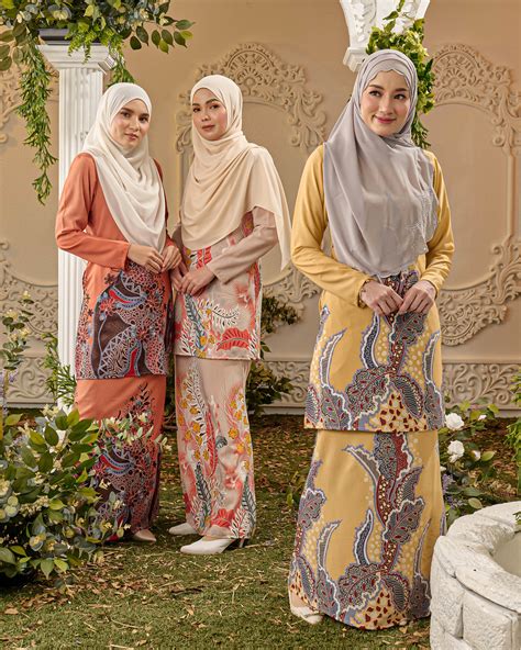 Baju Kurung Moden Batik Sultanah Teruntum Clay Beige Kualiti Designer Harga Luarbiasa