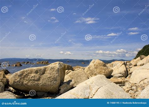 Sea with Stone End Blue Sky Stock Image - Image of beautiful, nature: 7488195