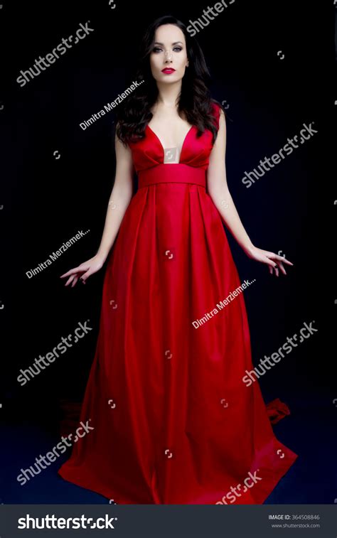 Beautiful Sexy Brunette Red Low Cut Stock Photo 364508846 Shutterstock