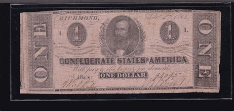 US 1862 1 CSA T 55 Confederate State Bank Note F VF 095 EBay