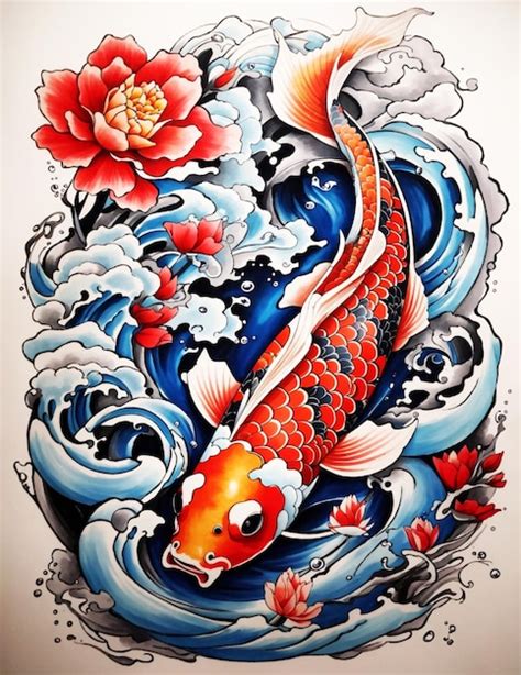 Premium AI Image | Japanese tattoo designs Koi fish tattoo