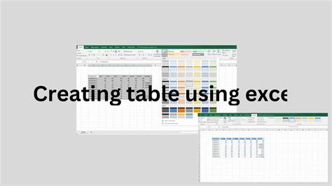 Creating Table Using Microsoft Excel Youtube