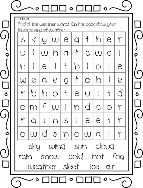 First Grade Weather Weather Words First Grade Science