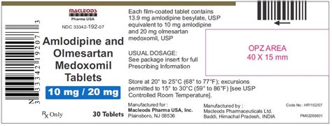 NDC Package 33342 192 12 Amlodipine And Olmesartan Medoxomil Tablet