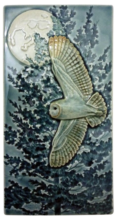 Barn Owl Flying Barn Ceramic Tile Wall Art X Etsy