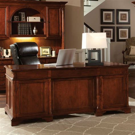 Weathered Cherry Executive Home Office Set Hekman Furniture Cart