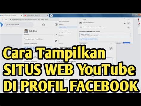 Cara Menambahkan Situs Web Youtube Di Profil Facebook Youtube