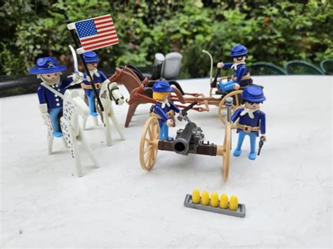 PLAYMOBIL WESTERN ARTILLERIE 5 Soldaten Kutsche Blauröcke Nordstaaten