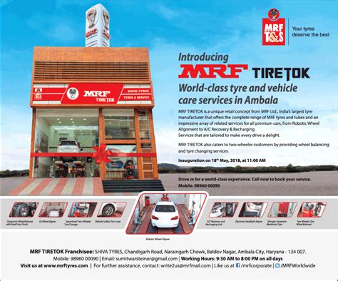 Mrf T And S Introducing Mrf Tiretok World Class Tyre Ad Times Of India