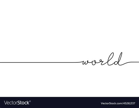 World word - continuous one line Royalty Free Vector Image