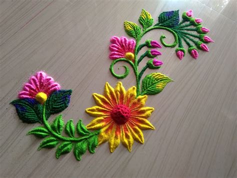 Beautiful vel border rangoli design | | Simple flower design, Rangoli designs flower, Simple ...